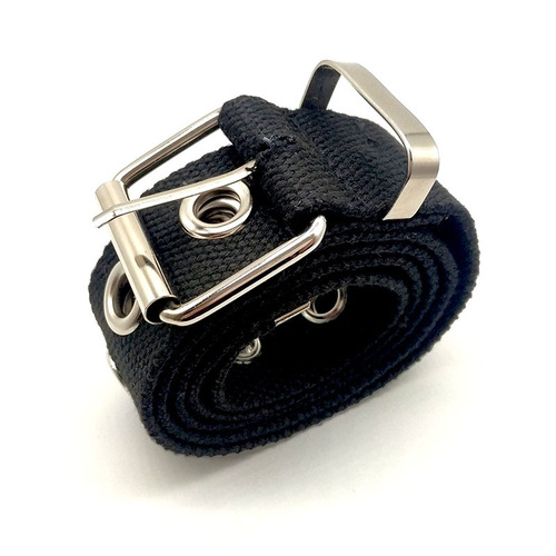 Korean style new hollow eye belt for men and women, creative casual square pin buckle head polyester trouser belt belt