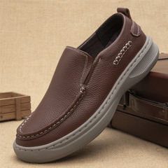 Autumn Trend Full-Grain Calfskin Men's Shoes Simple Daily Flat Leather Shoes Cross-Border Men's Leather Shoes Beaded Shoes for Men