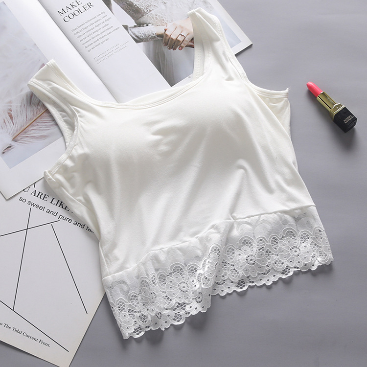 帮手描述图：百搭无钢圈运动背心螺纹吊带裹胸抹胸带胸垫性感美背