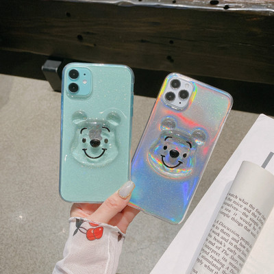 transparent Little Bear Mobile phone shell Drip glue customized Model apply xr Apple 12 11promax xsmax 8p