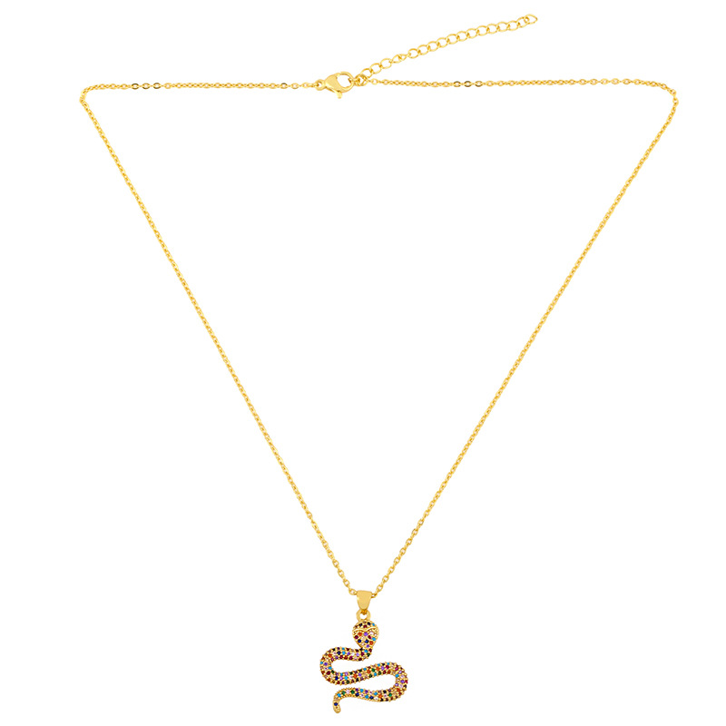 New Fashion Hip-hop Snake-shaped Pendant Diamond Copper Necklace For Women Short Chain Wholesale display picture 6