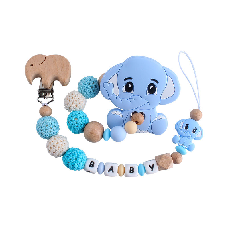 Nueva haya chupete clip elefante mordedor pulsera bebé de silicona elefante molar juguete chupete cadena anti-caída de la cadena
