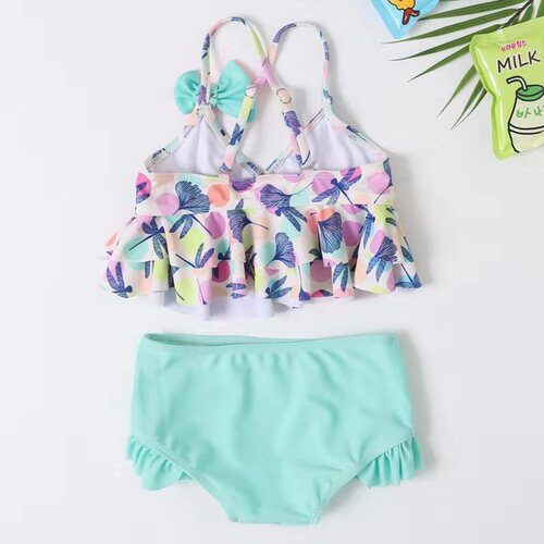 New children's swimsuit cross-border split baby girl swimsuit girl's cute dragonfly colorful dot print swimsuit