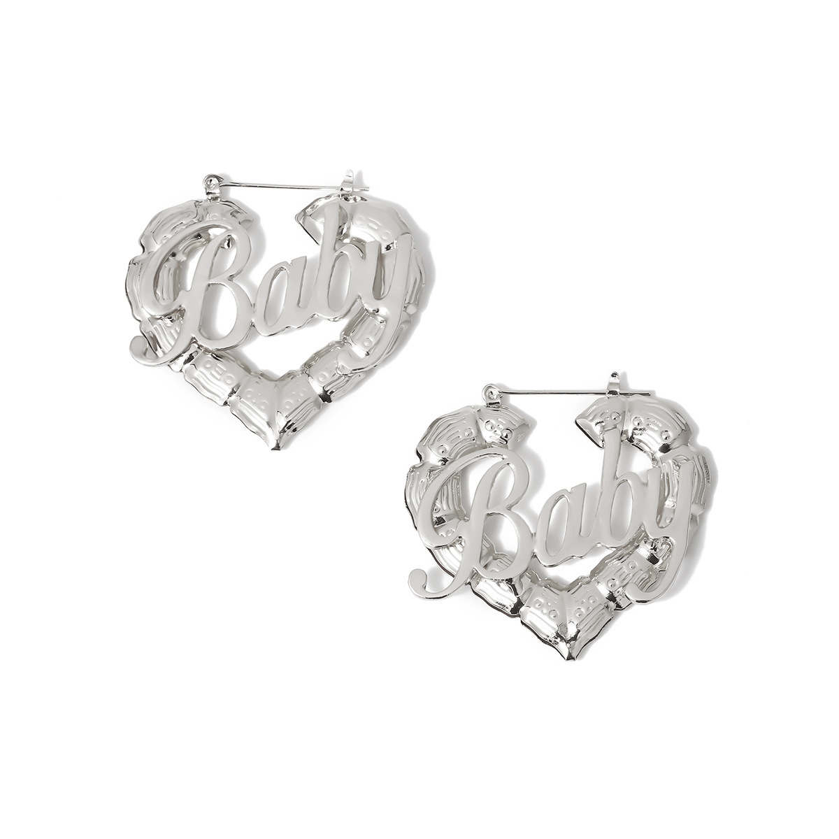 New Fashion Baby Letters Retro Pattern Heart-shaped Simple Hollow Earrings display picture 9