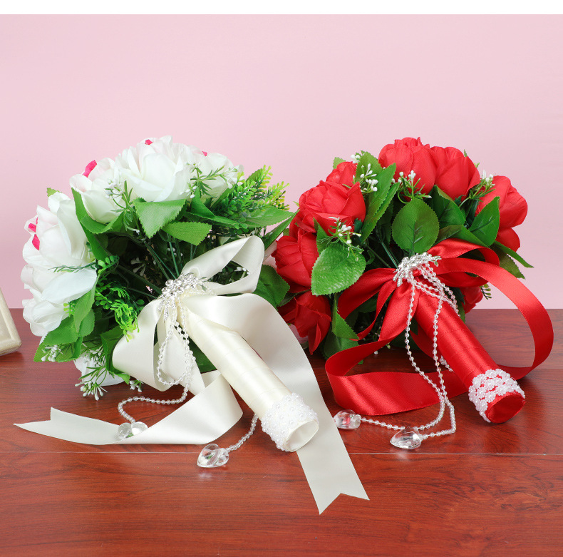 New cross-border Western-style wedding products, wedding simulation rose hand bouquets, creative home decorations, wedding supplies wholesale detail image 15