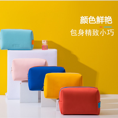 ins风纯色化妆包PU手拿收纳包化妆包迷你收纳包定制一件代发