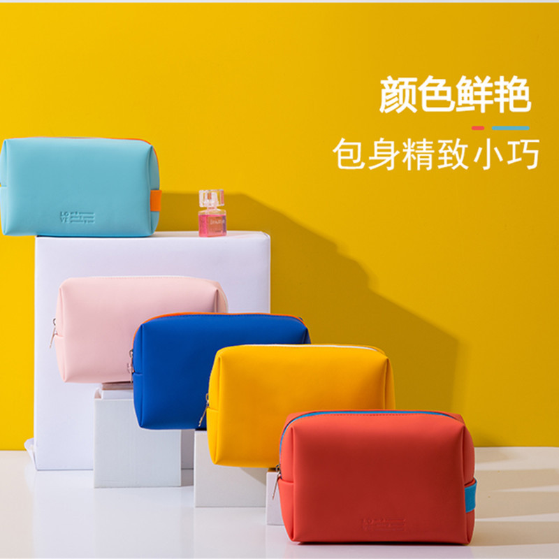 ins风纯色化妆包PU手拿收纳包化妆包迷你收纳包定制一件代发