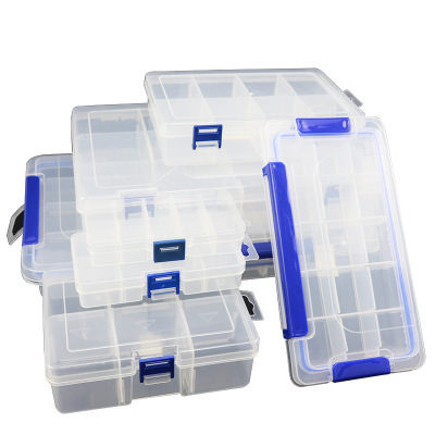 Transparent plastic PP component buckle box tool box storage box components small screw parts box compartment with lid