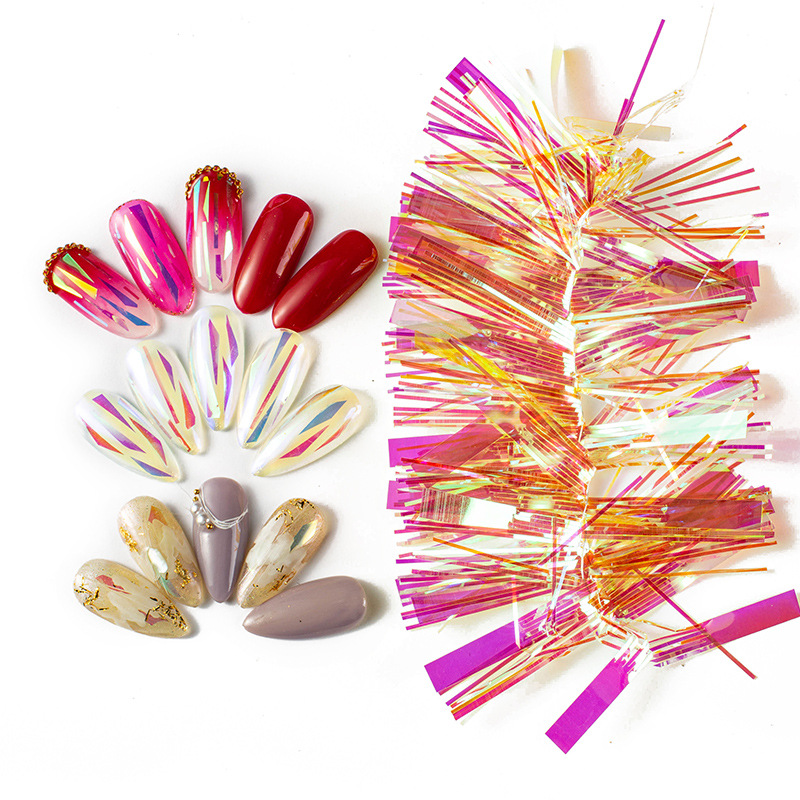 Finger princess manicure vidricola 12 colores caramelo irregular papel láser esmaltado aurora espejo pegatinas de manicure