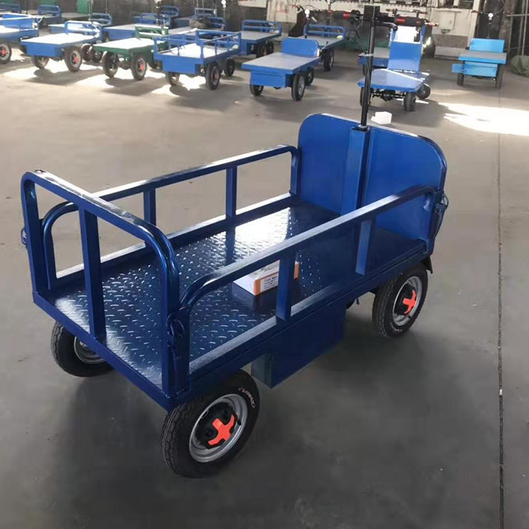 厂家直供手推电动四轮平板 电动平板车 仓库搬运车钢板车货车