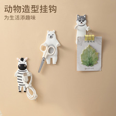 Factory direct selling cartoon animal creative hook without punching and traceless paste strong wall sticky hook kitchen ins