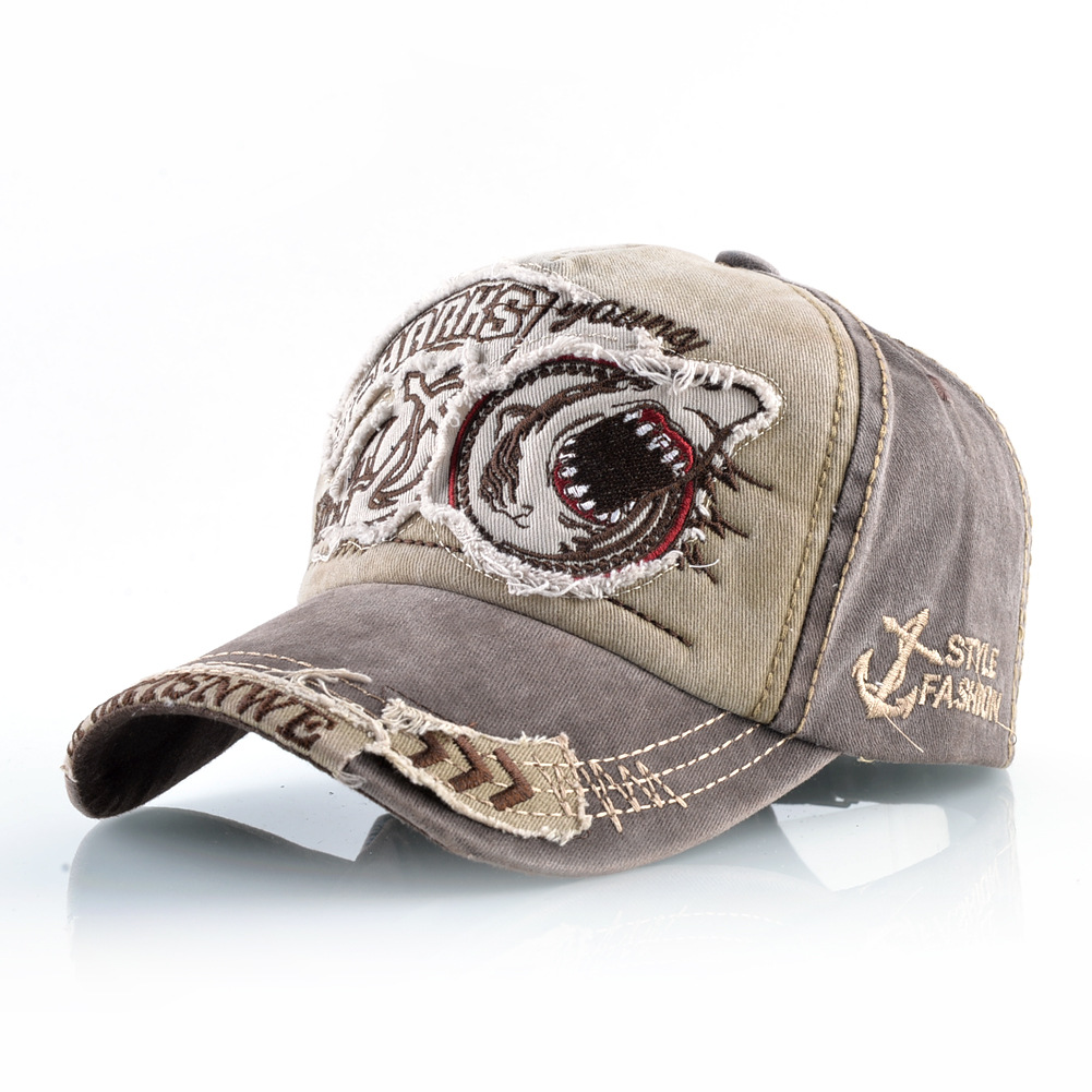 Washed Denim Baseball Cap Men's And Women's Trend Shark Personality Cap Spring And Autumn Shade Hat_voghion.com