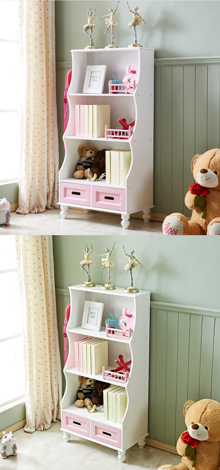 儿童书架玩具收纳架二合一