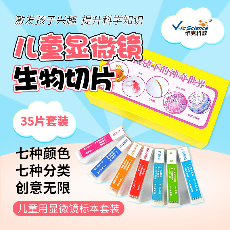 动植物切片35片装 昆虫蝴蝶标本中小学教学显微镜prepared slides