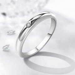 JZ472 Aperture Single Diamond Ring for Men and Women, Light Arm Couple Engagement Ring, Minimalist Style Diamond Ring