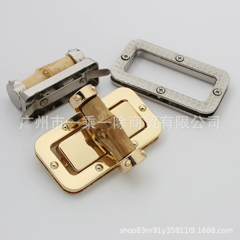 Factory direct sale natural bamboo knot clasp golden twist lock handmade bamboo double G bag bamboo turning lock, package fixed lock