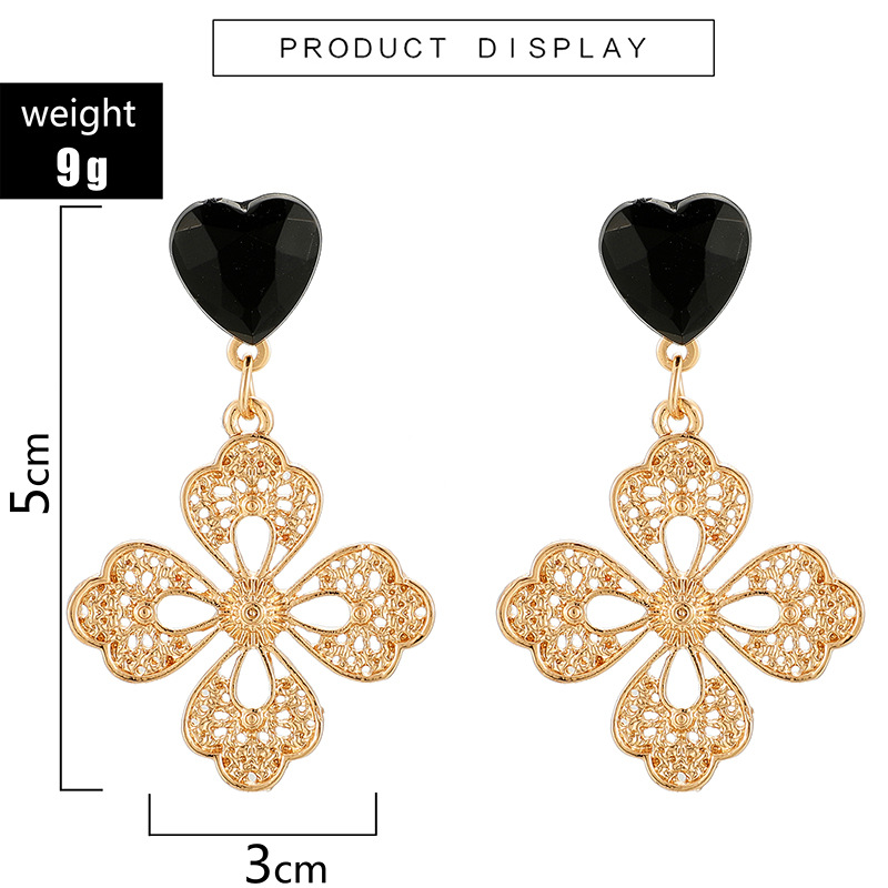 New Fashion Simple Zircon Love Flower Earrings For Women Wholesale display picture 1