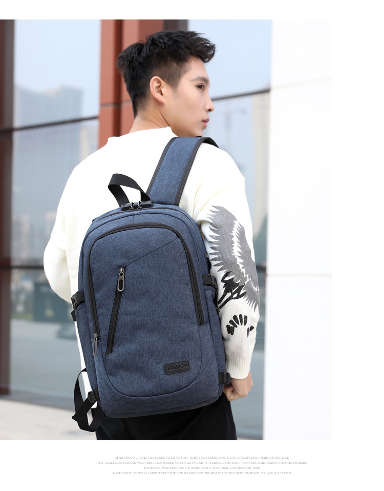 Unisex Solid Color Oxford Cloth Zipper Functional Backpack Laptop Backpack display picture 1