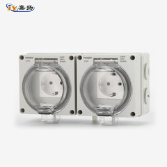 IP66 manufacturer supply Waterproof switch plug socket European standard German double joint 16A outdoor wall power strip wholesale