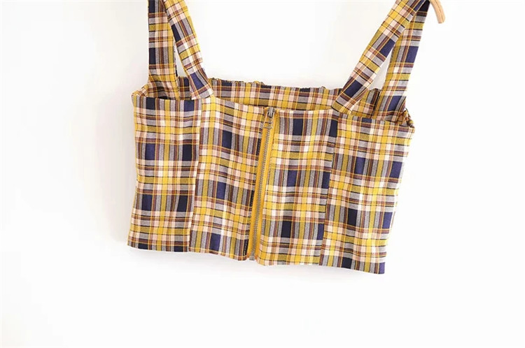 retro check color contrast camisole   NSLD28319