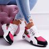 Cross -border hot -selling large size new color stitching loose cake thick bottom leisure sports shoes women's lace colored slopes and daddy shoes