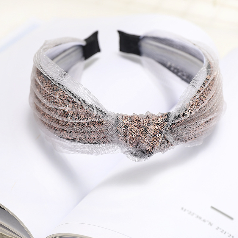 Spring New Mesh Yarn Headband Lace Sequin Cheap Hairband Wholesale display picture 5