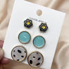 Set, earrings, ear clips, resin, new collection, Korean style, simple and elegant design, flowered