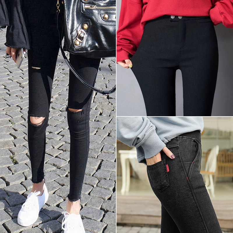 Волшебные штаны, леггинсы больших размеров, женская летняя тонкая верхняя одежда, рваные черные укороченные обтягивающие леггинсы для детей