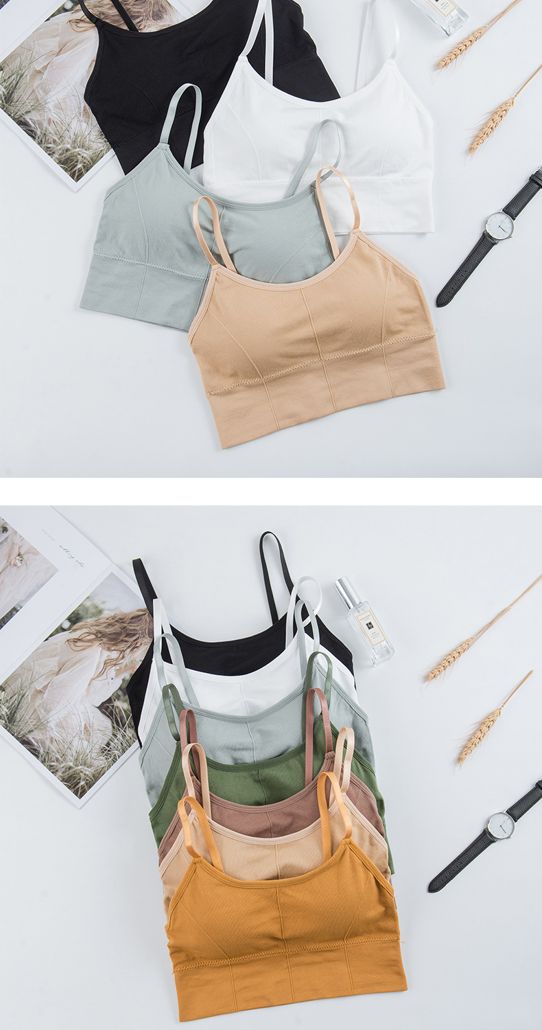 The new adjustable strappy bottom sports vest for girls is a backless and beautiful bra with a screw-around chest detail image 6