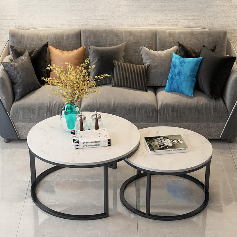 北欧现代大理石茶几小户型客厅子母组合茶几办公室休闲铁艺茶几桌