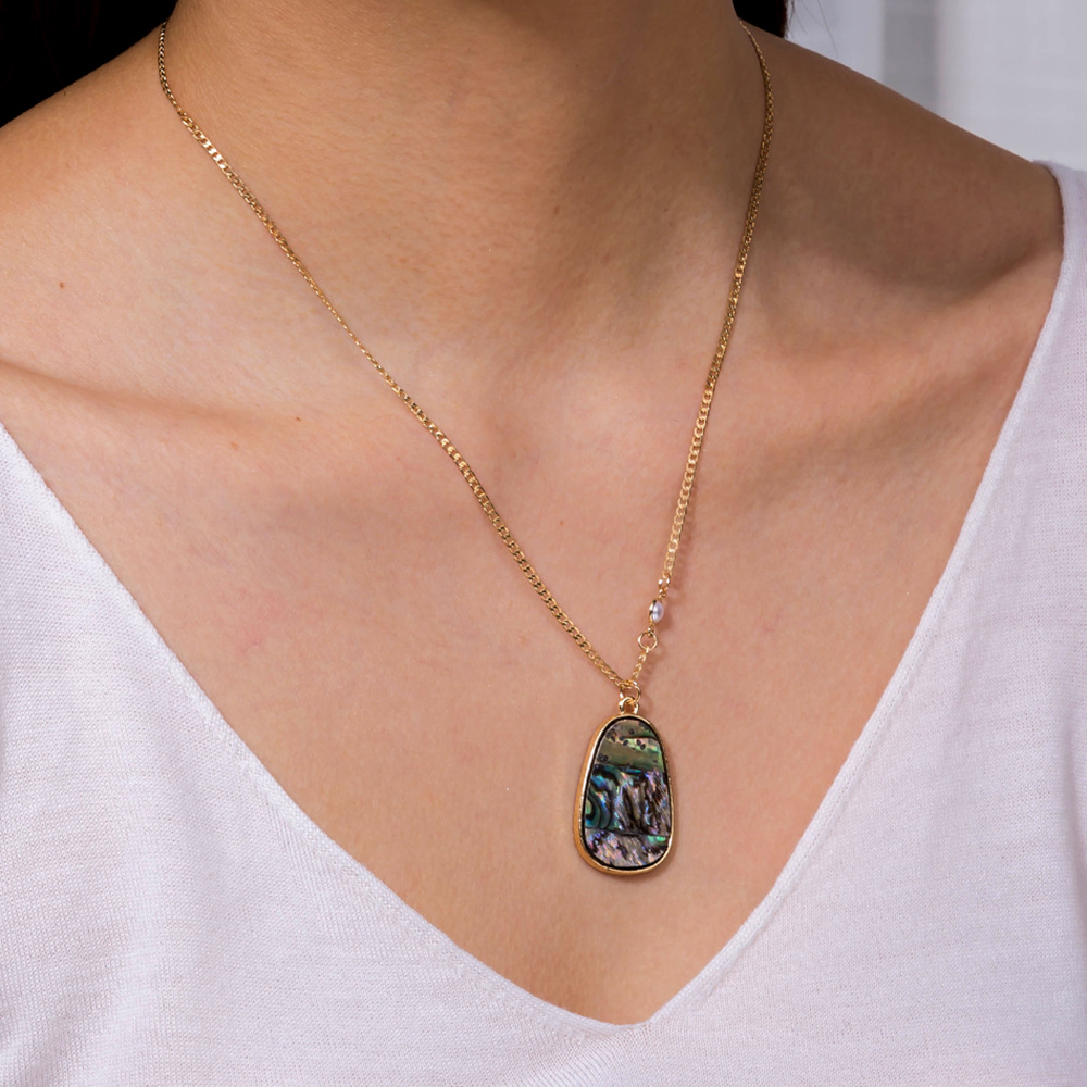 fashion color abalone shell pendant chain necklacepicture8