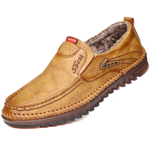 Spring breathable new men's TPR-soled soft casual slip-on shoes—men's leather loafers with a flexible, comfortable sole