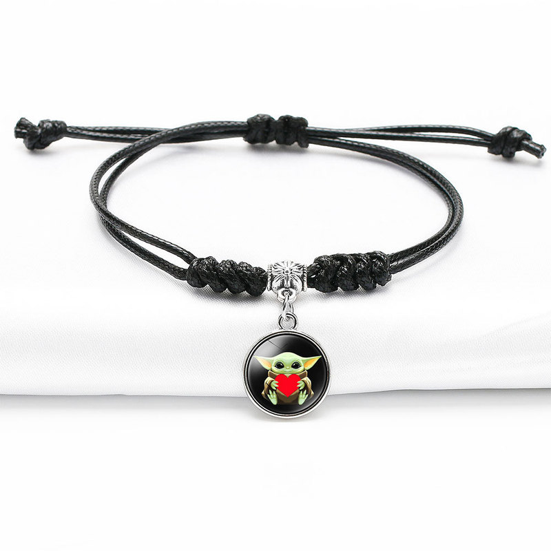 Fashion Woven Korean Leather Rope Bracelet Star Wars Yoda Baby Yoda Yiwu Small Jewelry Factory