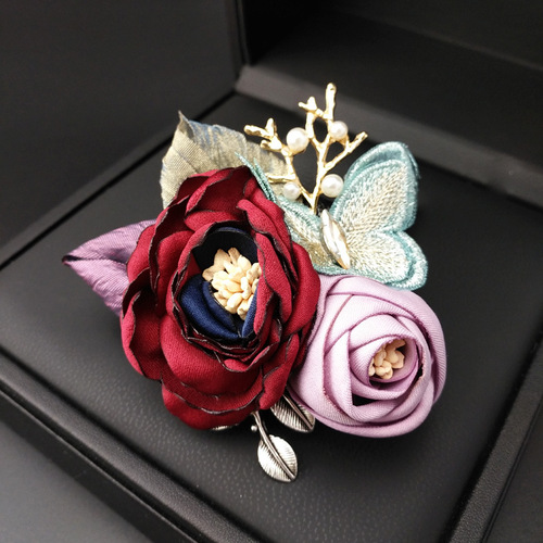 Fabric Flower Large Flower Korean Original Design Lace Butterfly Brooch Atmospheric Cardigan Coat Accessory