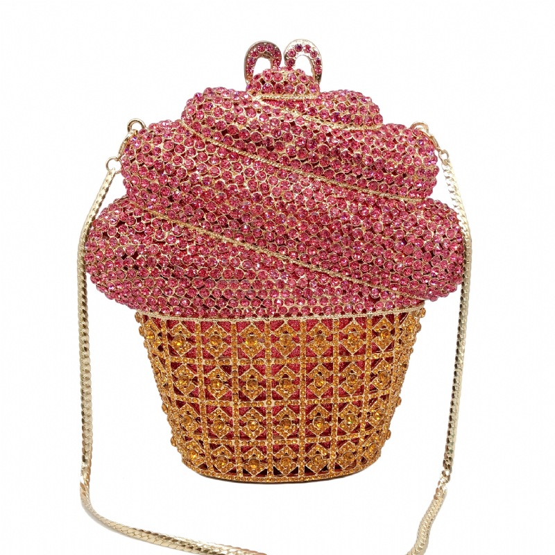 helados transfronterizos llenos de diamantes bolsas de banquete de cristal metal vacío bolsas de mano caja dura bolsas de maquillaje de mujer