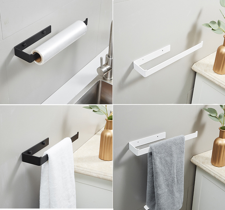 廚衛置物架免打孔太空鋁毛巾架保鮮膜架毛巾杆浴室廚房壁挂卷紙架
