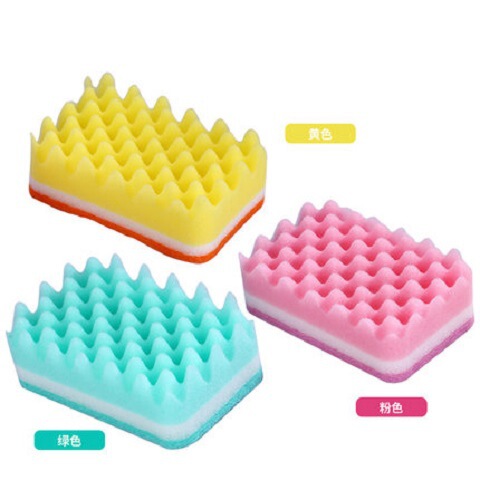 Dishwashing Sponge Colorful Small Wave Decontaminating Sponge Kitchen Cleaning Cloth Pot Washing Brush Direct Manufacturer Sales