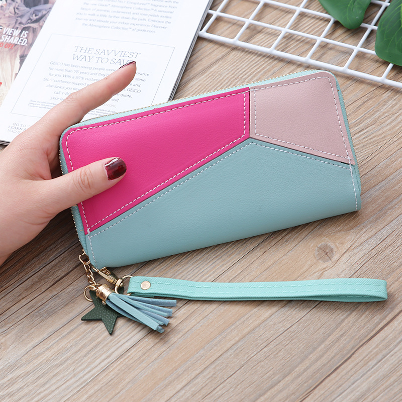 Korean Stitching Women's Wallet Card Bag Color Matching Mobile Phone Bag Card Bag display picture 34