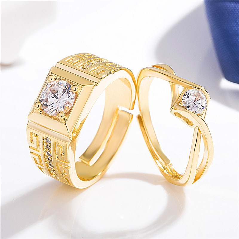 Men's Zircon Open Ring With Great Wall Texture Designer Style_voghion.com