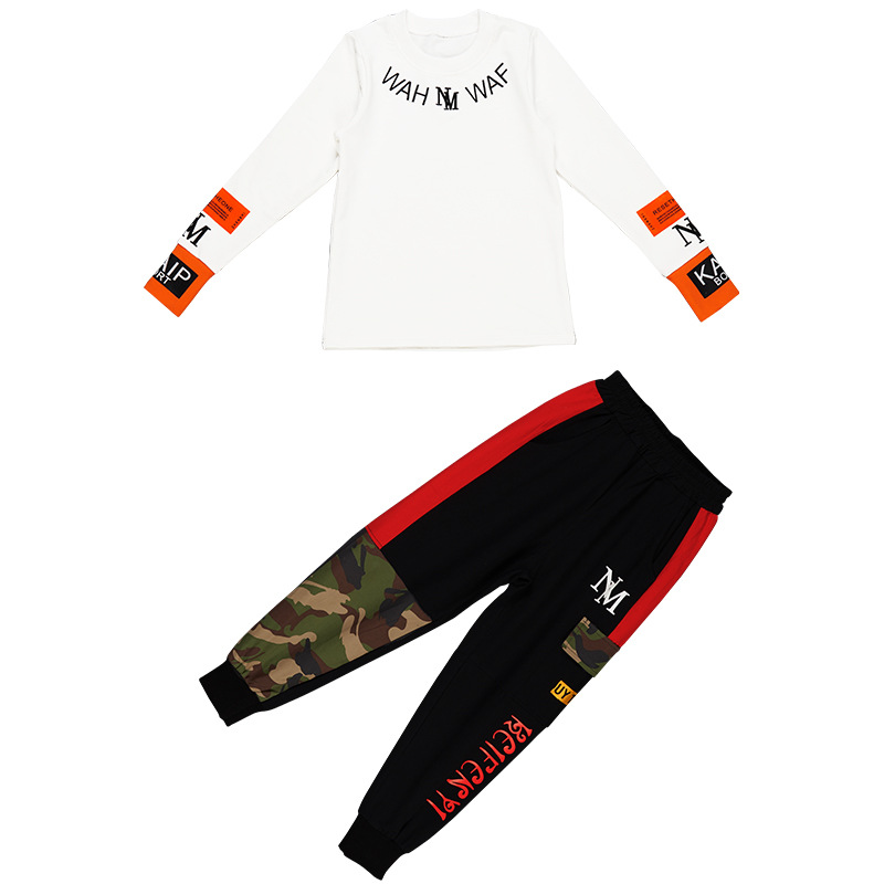 New Mid Autumn Boys' Set T-shirt long sleeved+long work pants Children's casual sportswear trend_voghion.com