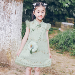 Girls qipao dresses cheongsam skirt Hanfu little girl princess skirt fairy dresses for kids