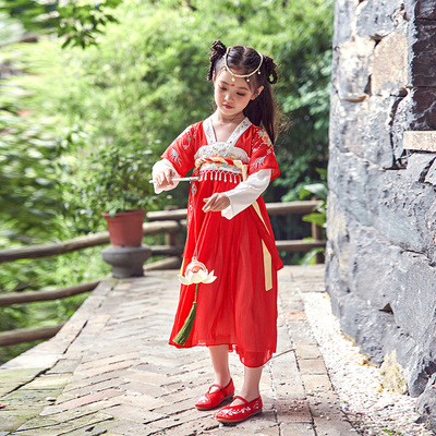 girl Hanfu baby Chinese style Retro Ruskirt Ethnic style children Tang costume wholesale Original Improvement Dress