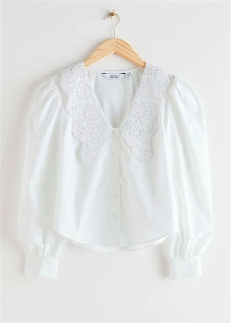 single-breasted long-sleeved solid color embroidery shirt NSLD16629