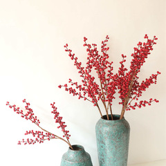 批發聖誕紅果小冬青家居裝飾INS風仿真花廠家跨境婚慶假花MW61201