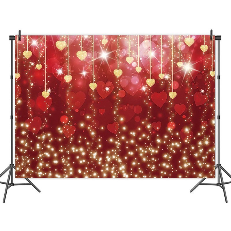 Foreign trade Amazon red glitter love photography background cloth couple wedding decoration vinyl 5x3ft