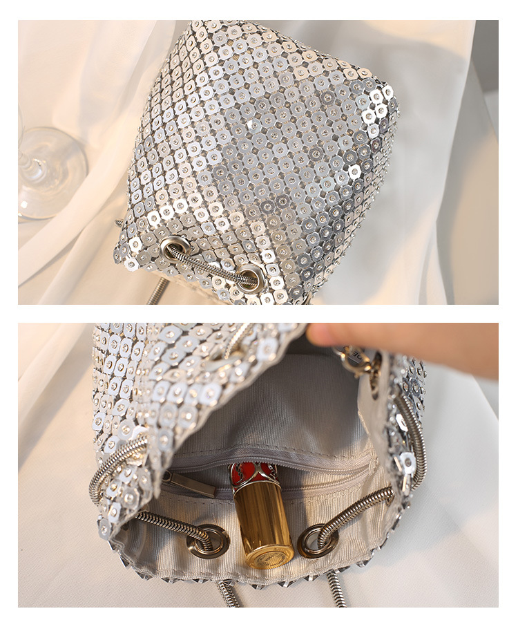 Black Gold Silver Rhinestone Polyester Solid Color Rhinestone Cylindrical Clutch Evening Bag display picture 1