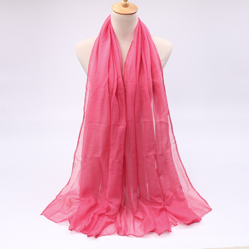 Frau Einfacher Stil Einfarbig Bali Garn Nähen Baumwolle Leinen Schals display picture 22