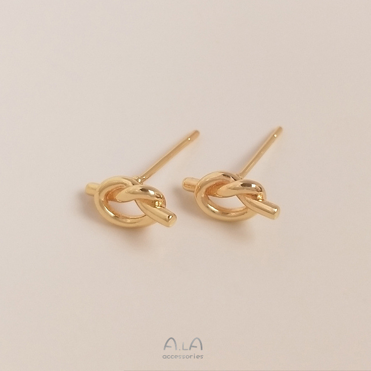 1 Pair 10 * 5mm 11 * 5mm 16.8*6.5 Copper 14K Gold Plated Knot Polished Hook Earring Findings display picture 2