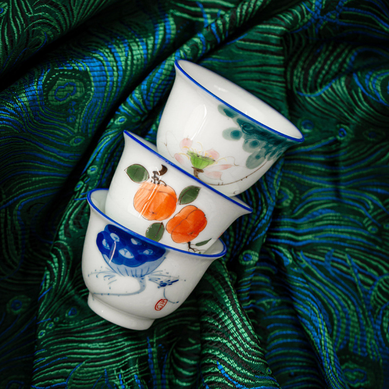 Taza de té pintada a mano cerámica hogar Kung Fu juego de té taza de té porcelana blanca hecha a mano taza de té japonesa taza pequeña taza de té Dehua