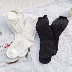 花邊襪子女鬆口中筒襪 日系洛麗塔泡泡口軟妹堆堆襪 休閒舒適女襪